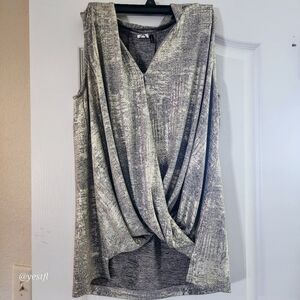 Anthropologie Akemi + Kin Metallic Sabrina Faux Wrap Top M